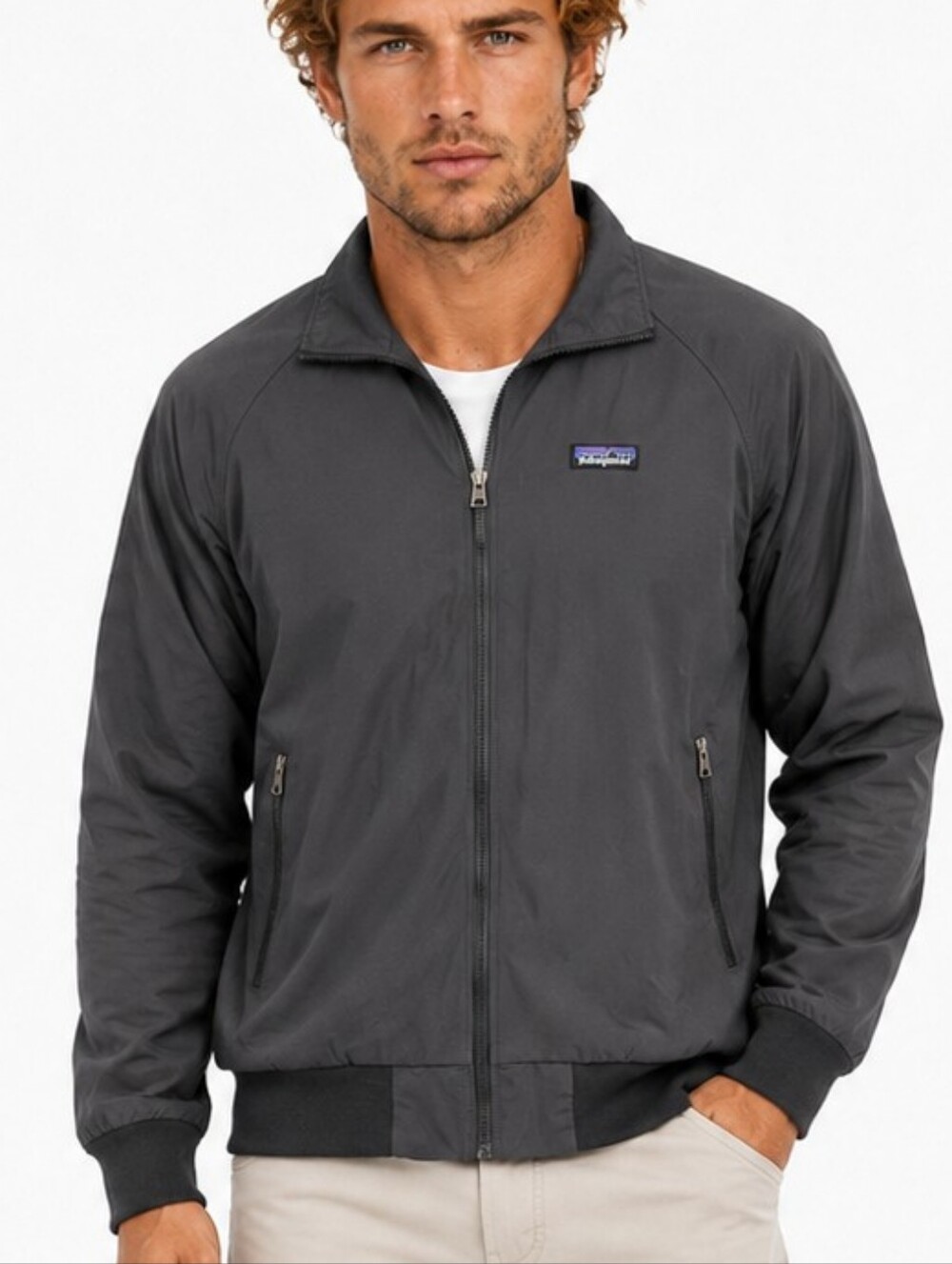 Patagonia Men's Baggies Jacket  Black Medium 28151 Bomber Windbreaker GUC